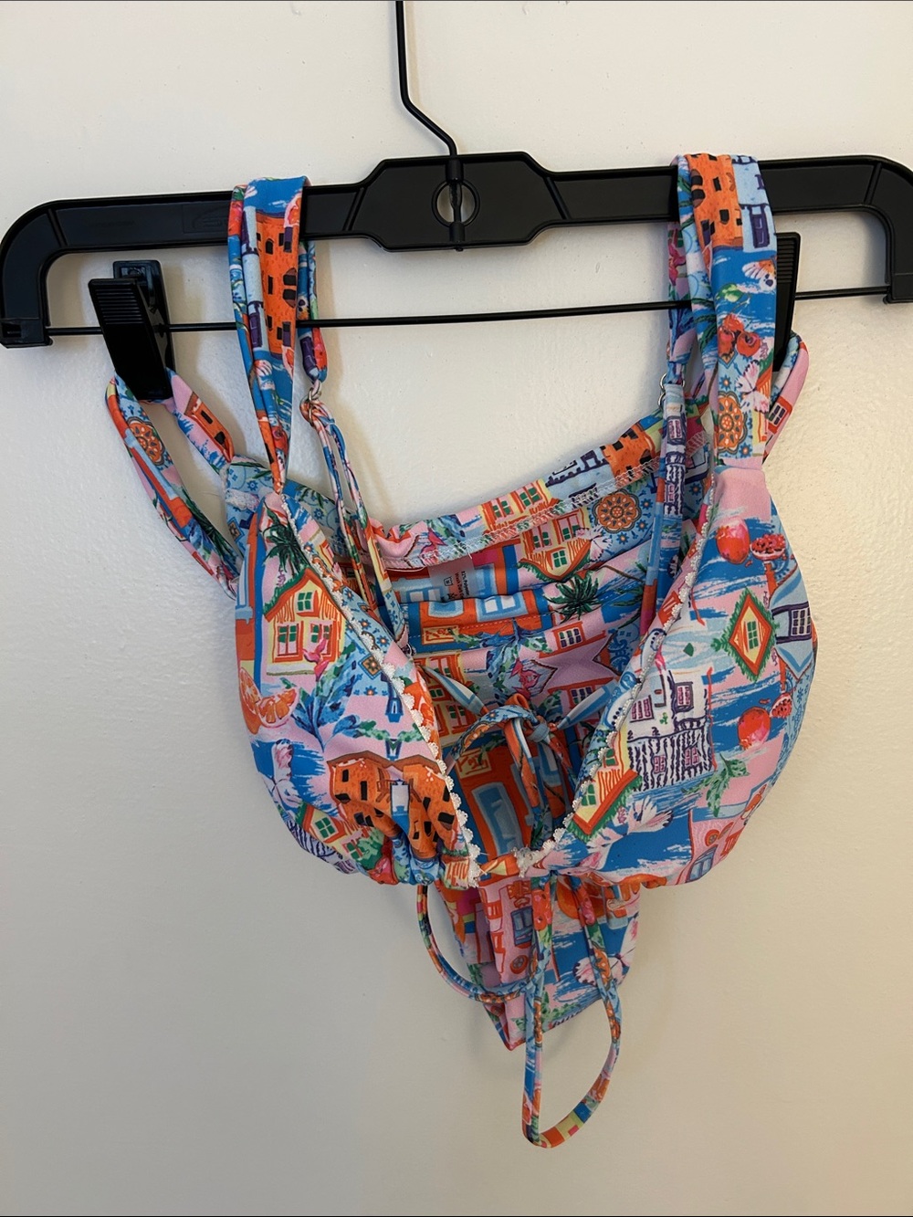 Amazon Pink Blue Orange Print Bikini Top